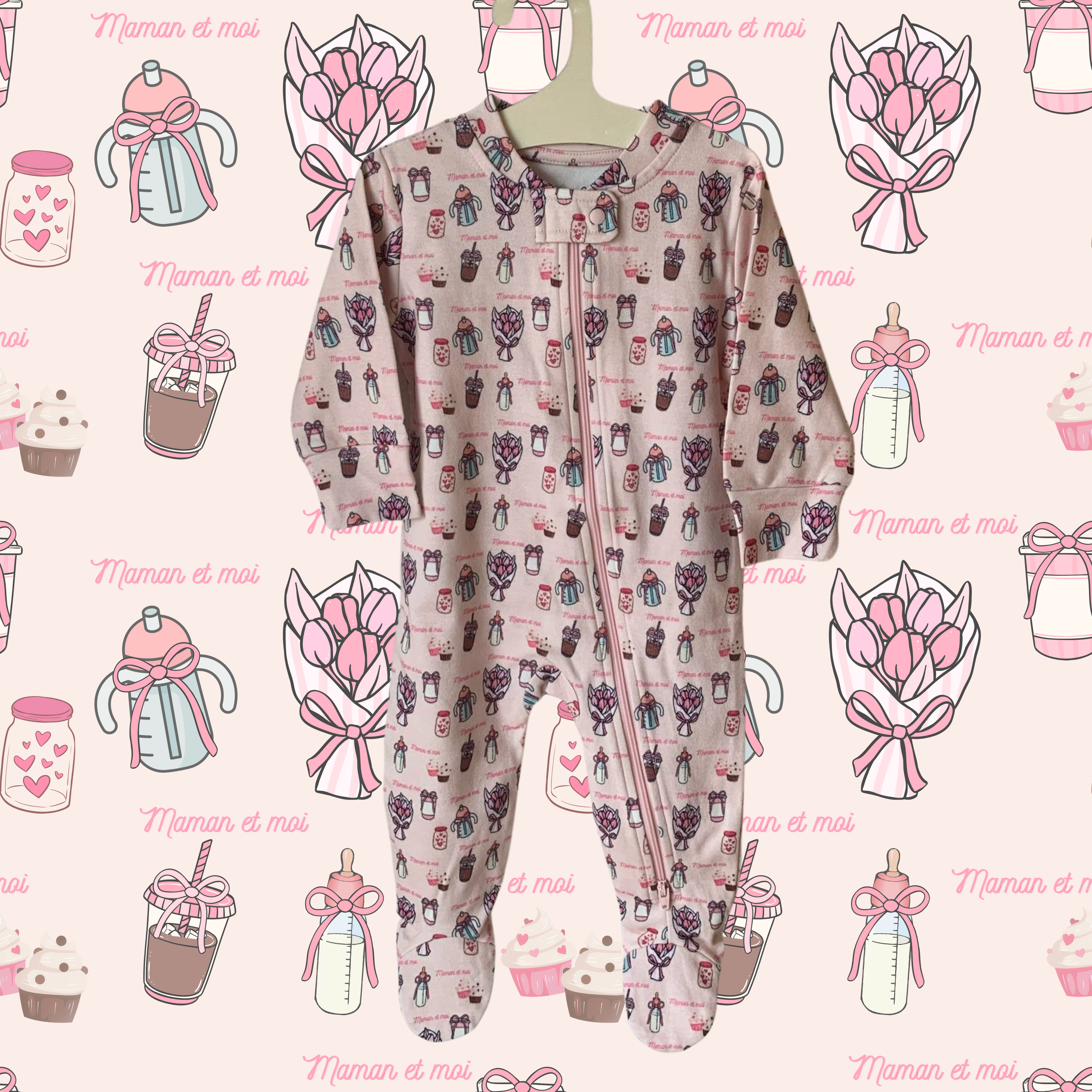 Pyjama Onesie en coton bio avec imprimé